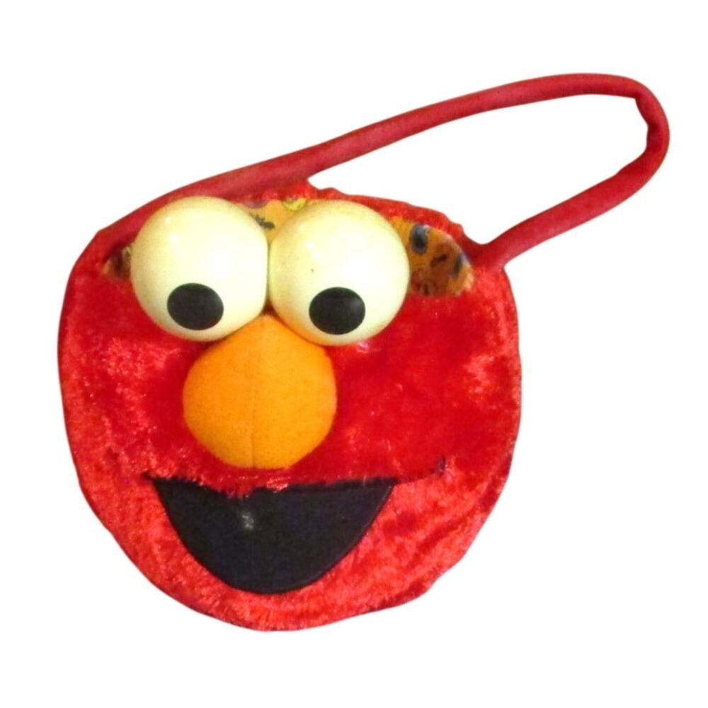 Sesame Street Elmo Halloween Candy Basket Red Plush Trick or Treat Handled Bag